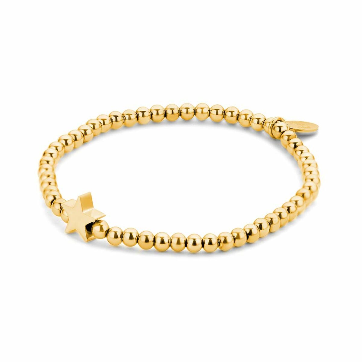 Detail van de gouden CO88 Collection armband met bolletjes en stervormige hanger.