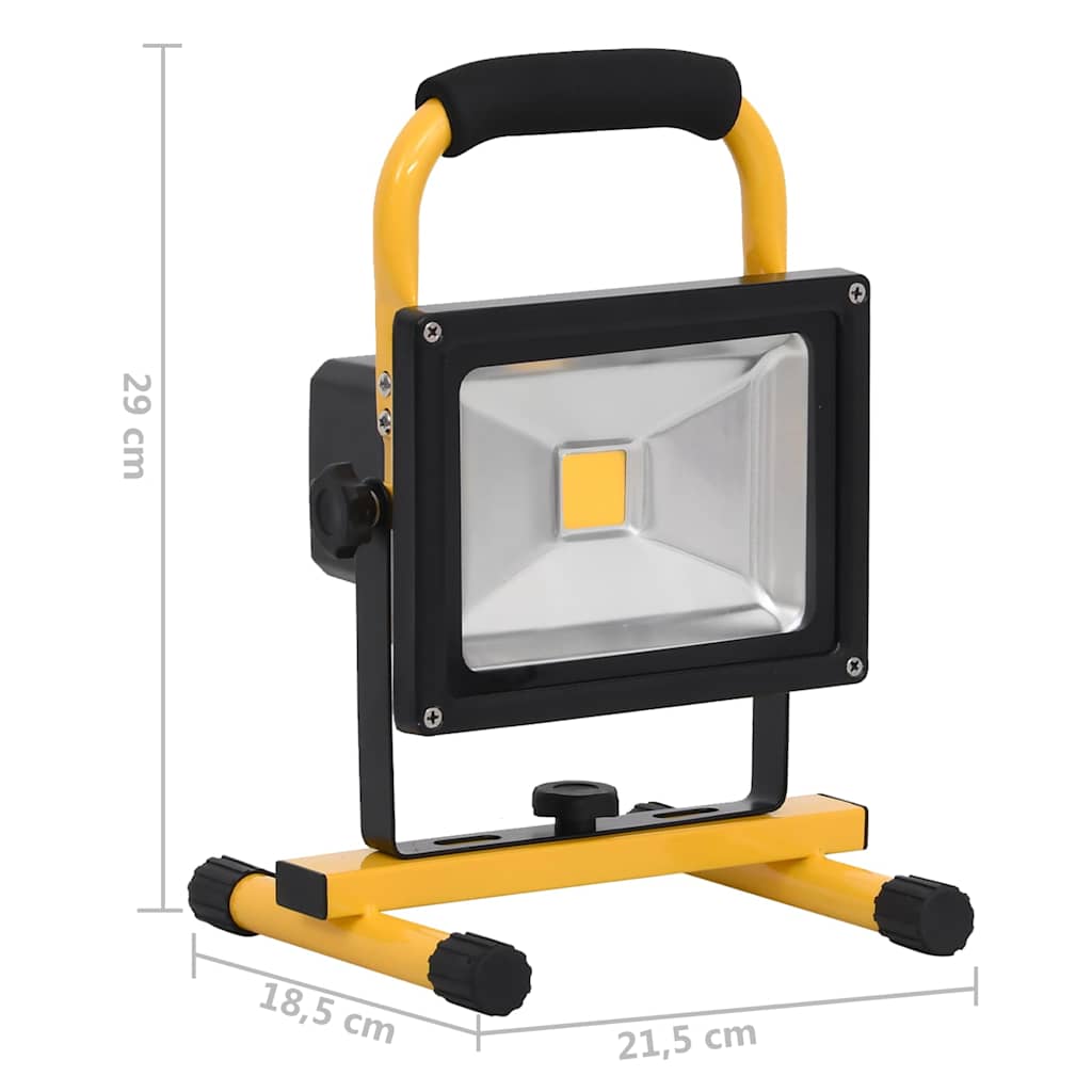 Detail van de vidaXL oplaadbare LED-spotlight met ergonomisch handvat en stevige basis.