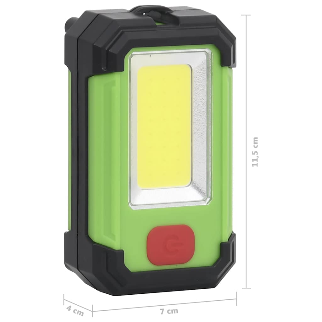 Zijaanzicht van de vidaXL draagbare solar LED lamp in groen en zwart.