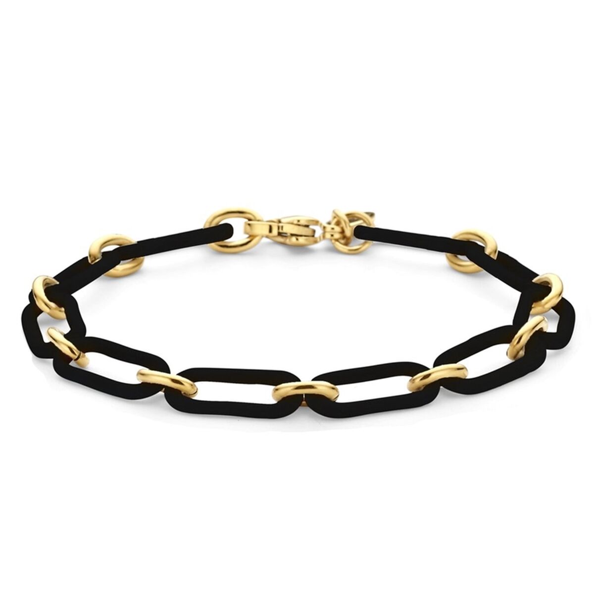 Zwarte CO88 Collection armband voor dames met elegante schakels en gouden details.