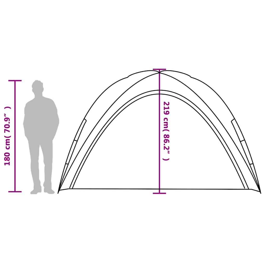 Zijaanzicht van de vidaXL waterdichte partytent met afmetingen en hoogte.
