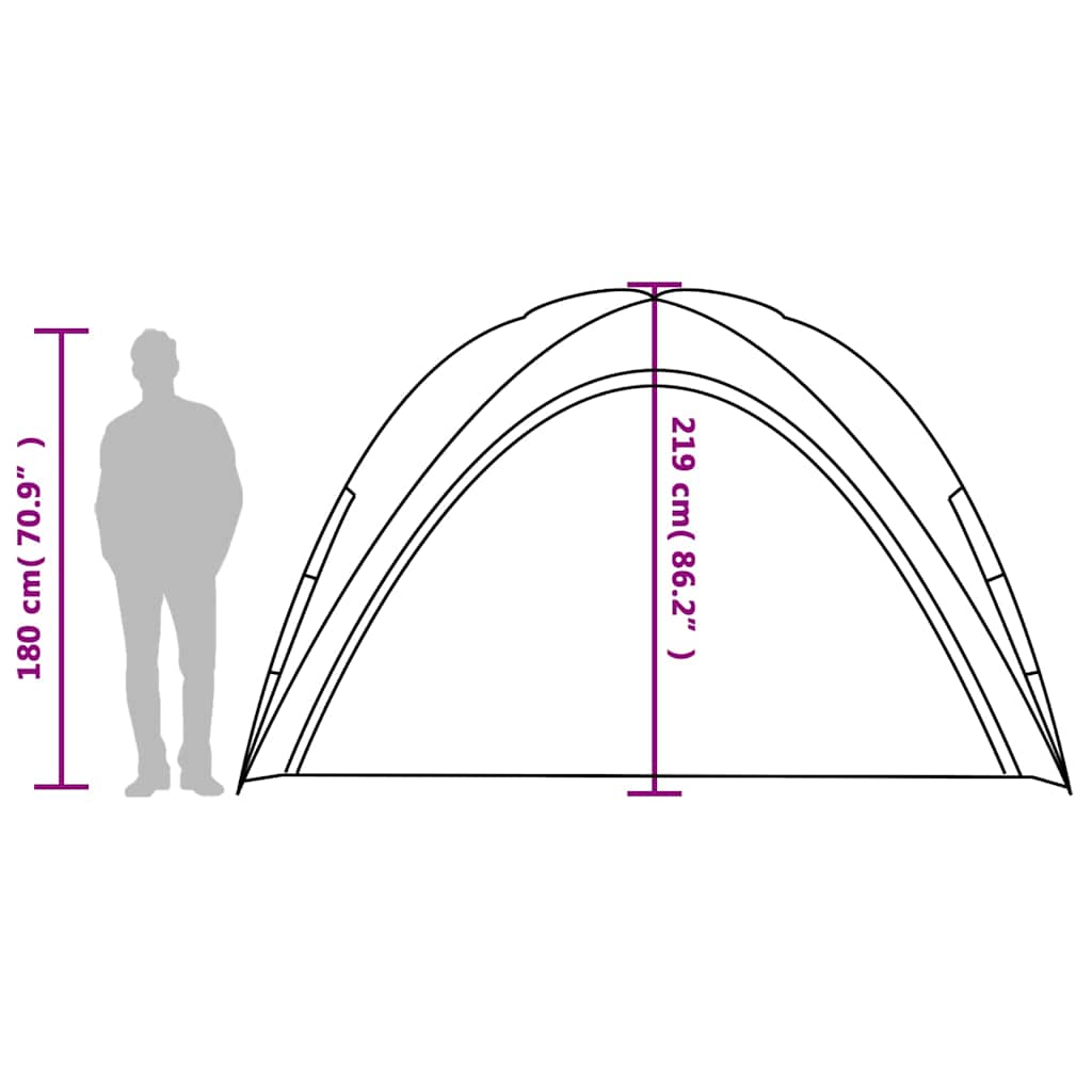 Zijaanzicht van de vidaXL partytent met afmetingen en hoogte van 180 cm.