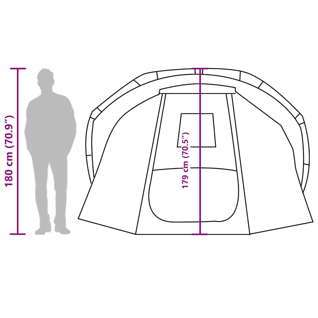 Zijaanzicht van de vidaXL 4-persoons vistent met afmetingen en detailweergave.