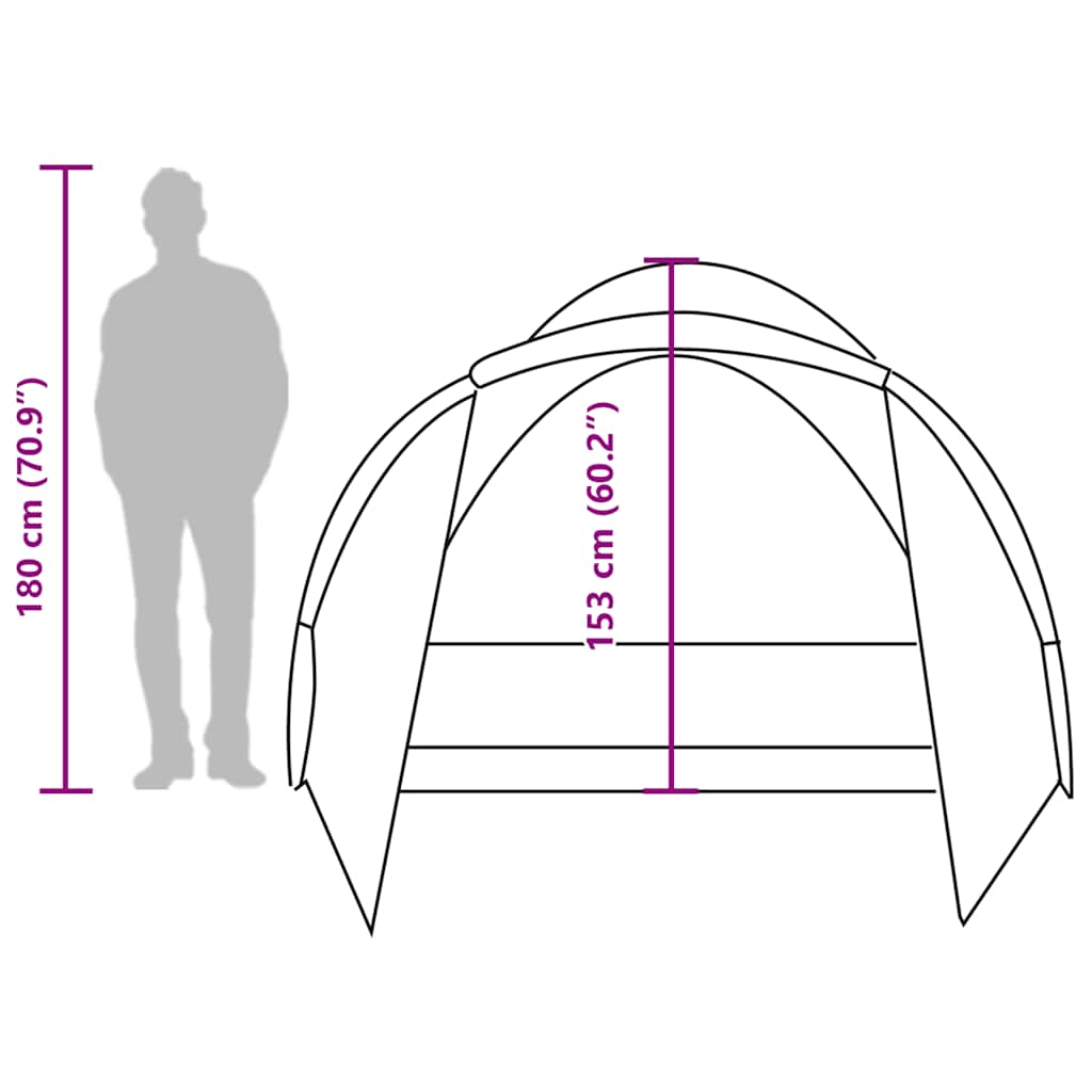 Afmetingen van de vidaXL Vistent 2-persoons tent met hoogte en breedte