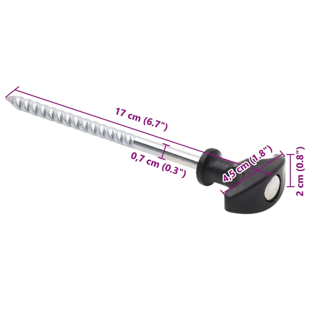 Detail van de vidaXL tentharing van 17 cm met schroefdraad en T-vormig handvat.