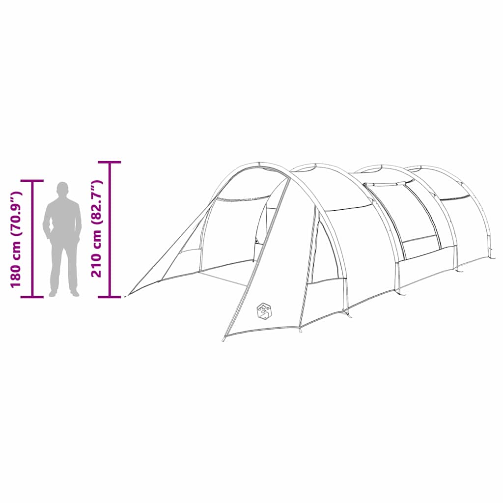 Detailweergave van de vidaXL Tunnel Tent met afmetingen en hoogte-informatie.