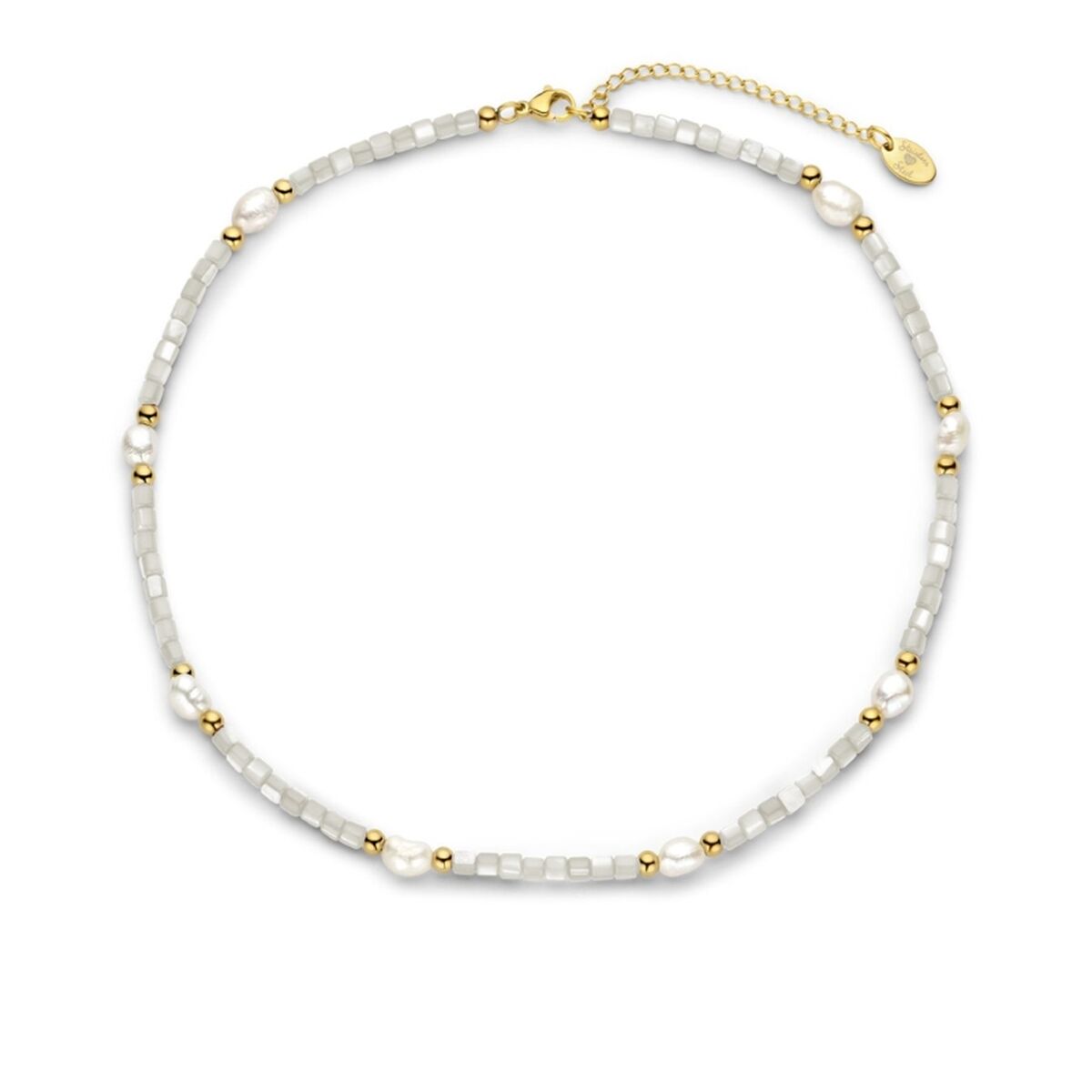 Stijlvolle CO88 Collection ketting met grijze en gouden details, elegant ontwerp.