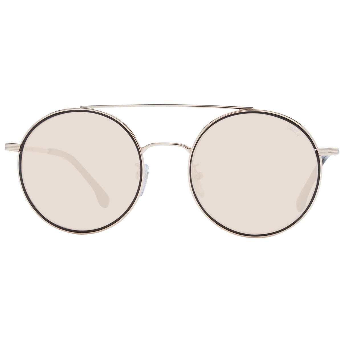 Detailweergave van de Lozza zonnebril met een multicolour frame en ronde glazen.