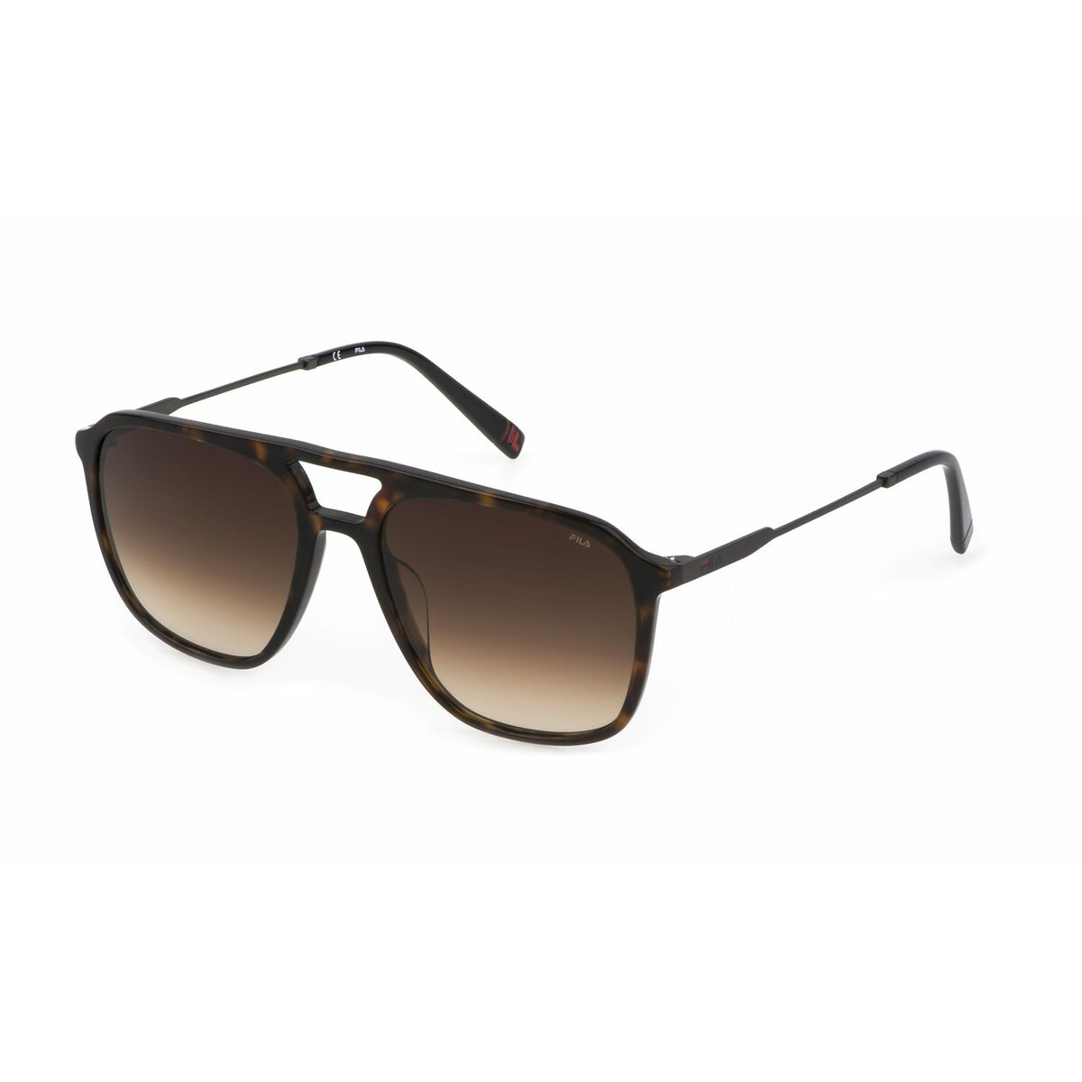 Stijlvolle Fila zonnebril voor heren met UV400 bescherming en bruin gradient glas.
