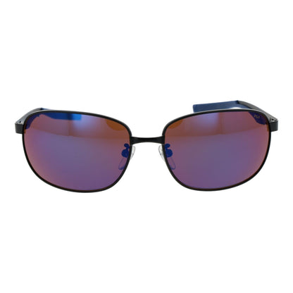 Detail van de Fila zonnebril SFI724 63531B met paarse glazen en zwart montuur.