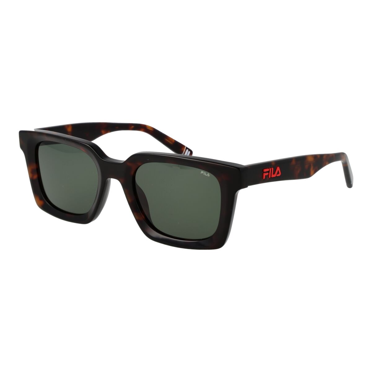 Stijlvolle Fila zonnebril voor heren in tortoise design met UV400 bescherming.