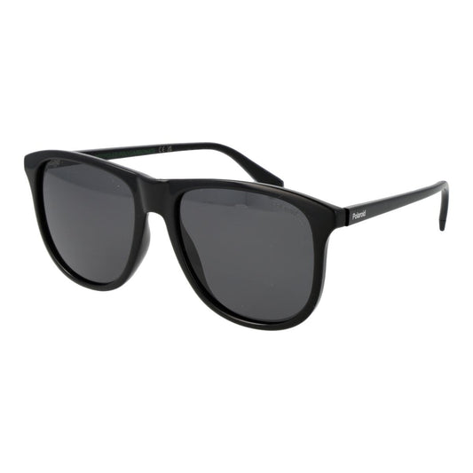 Zwarte Polaroid zonnebril voor heren met UV400 bescherming en elegant design.