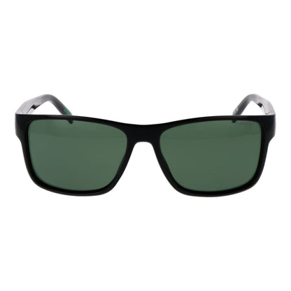 Zijaanzicht van de Levi's zonnebril Heren in trendy zwart met groene glazen.