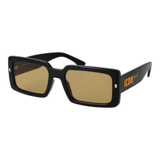 Zwarte Dsquared2 zonnebril ICON 0029_S met bruine glazen en iconisch design.