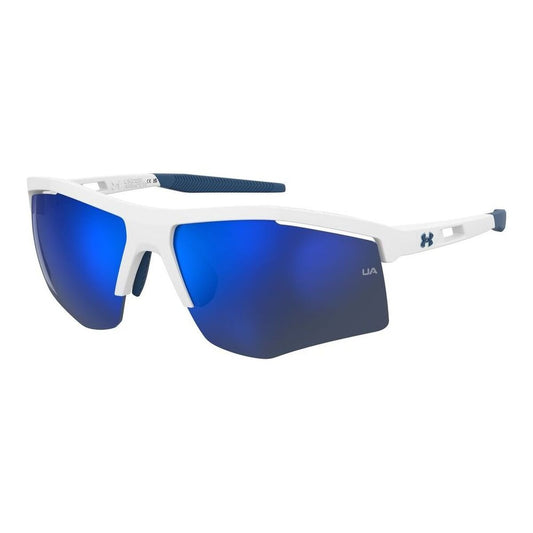 Lichtgewicht Under Armour UA FLEXLITE_G sportzonnebril met blauwe lenzen en wit frame.