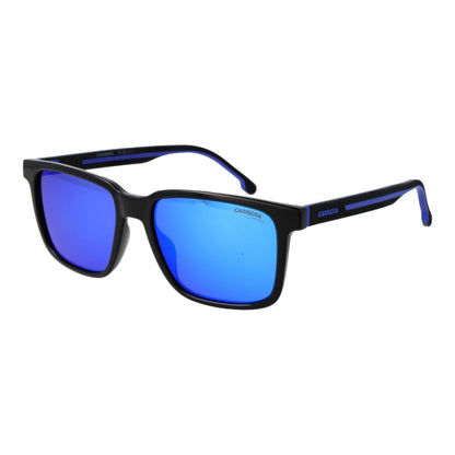 Carrera C SPORT 13_S heren zonnebril met blauwe glazen en zwart montuur.