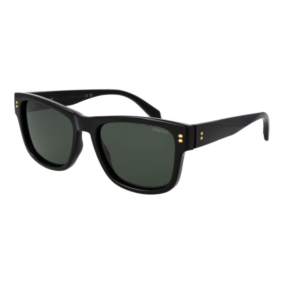 Zwarte Polaroid zonnebril voor mannen met elegante UV400 bescherming.