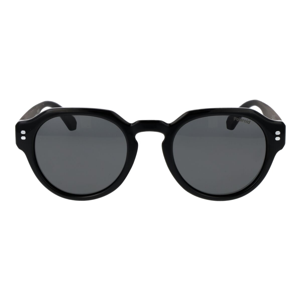 Zwarte Polaroid zonnebril PLD 6249_S_X met ronde glazen en elegant ontwerp.