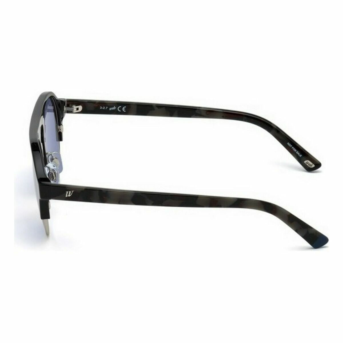 Zijaanzicht van de Web Eyewear zonnebril met acetaat montuur en blauwe glazen.