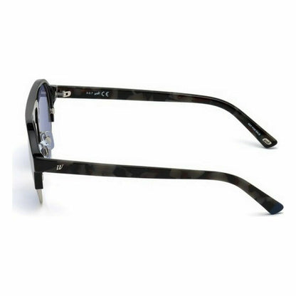 Zijaanzicht van de Web Eyewear zonnebril met acetaat montuur en blauwe glazen.