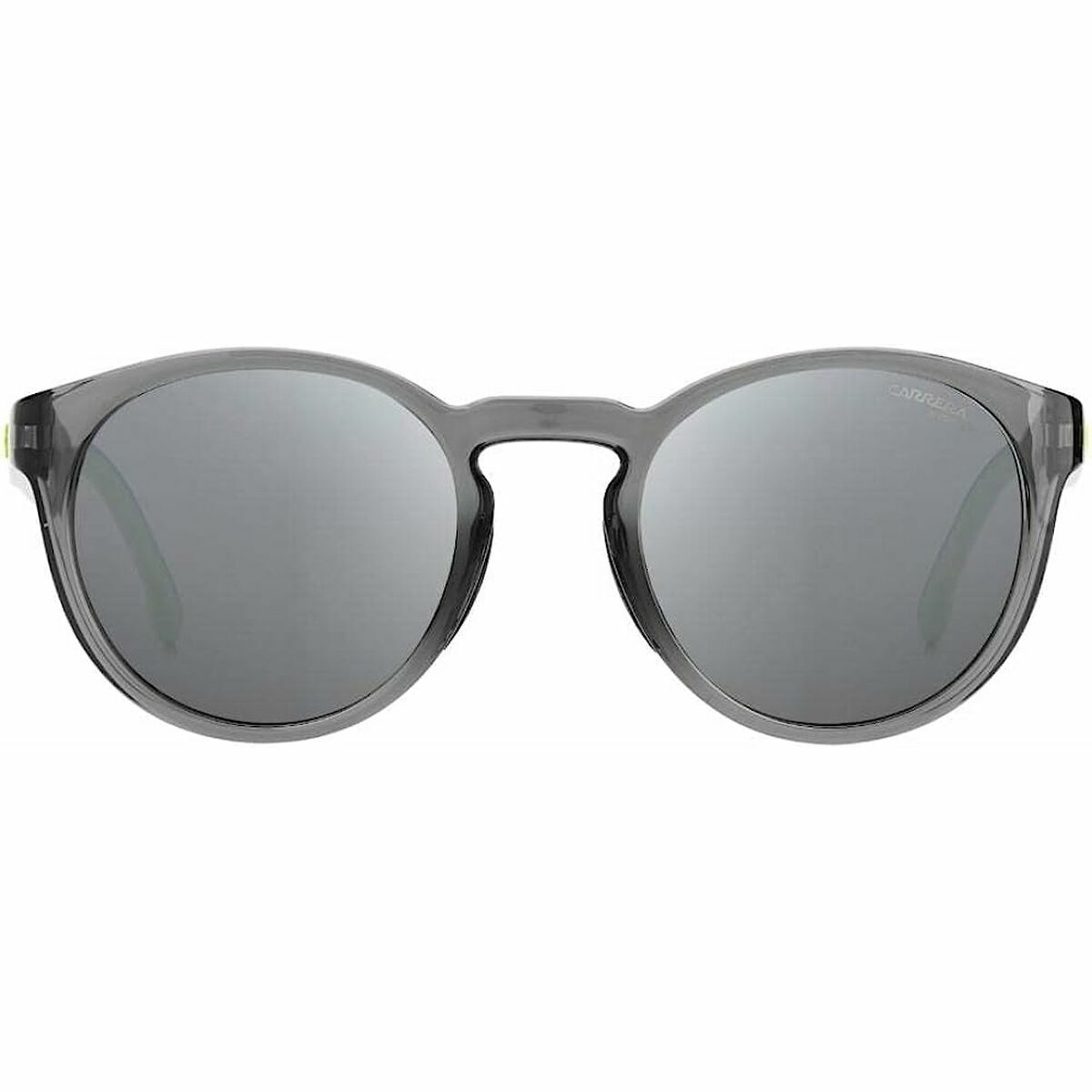 Zijaanzicht van de Carrera 8056/S zonnebril met zilverkleurige glazen.