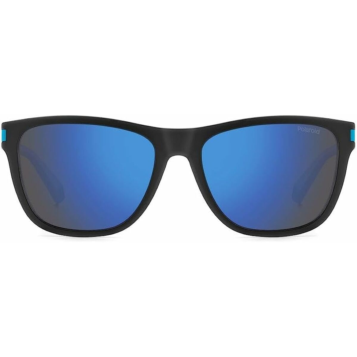 Zijaanzicht van de Polaroid Zonnebril Heren PLD 2138_S met blauwe glazen en zwart montuur.