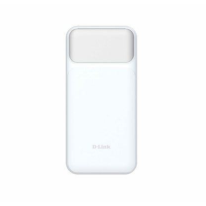 Detailweergave van de D-Link DPP-201 powerbank in wit met een gladde afwerking.