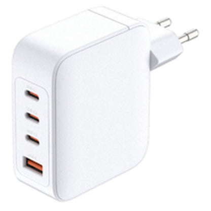 Zijaanzicht van de D-Link DCF-141/E powerbank in wit met meerdere USB-poorten.