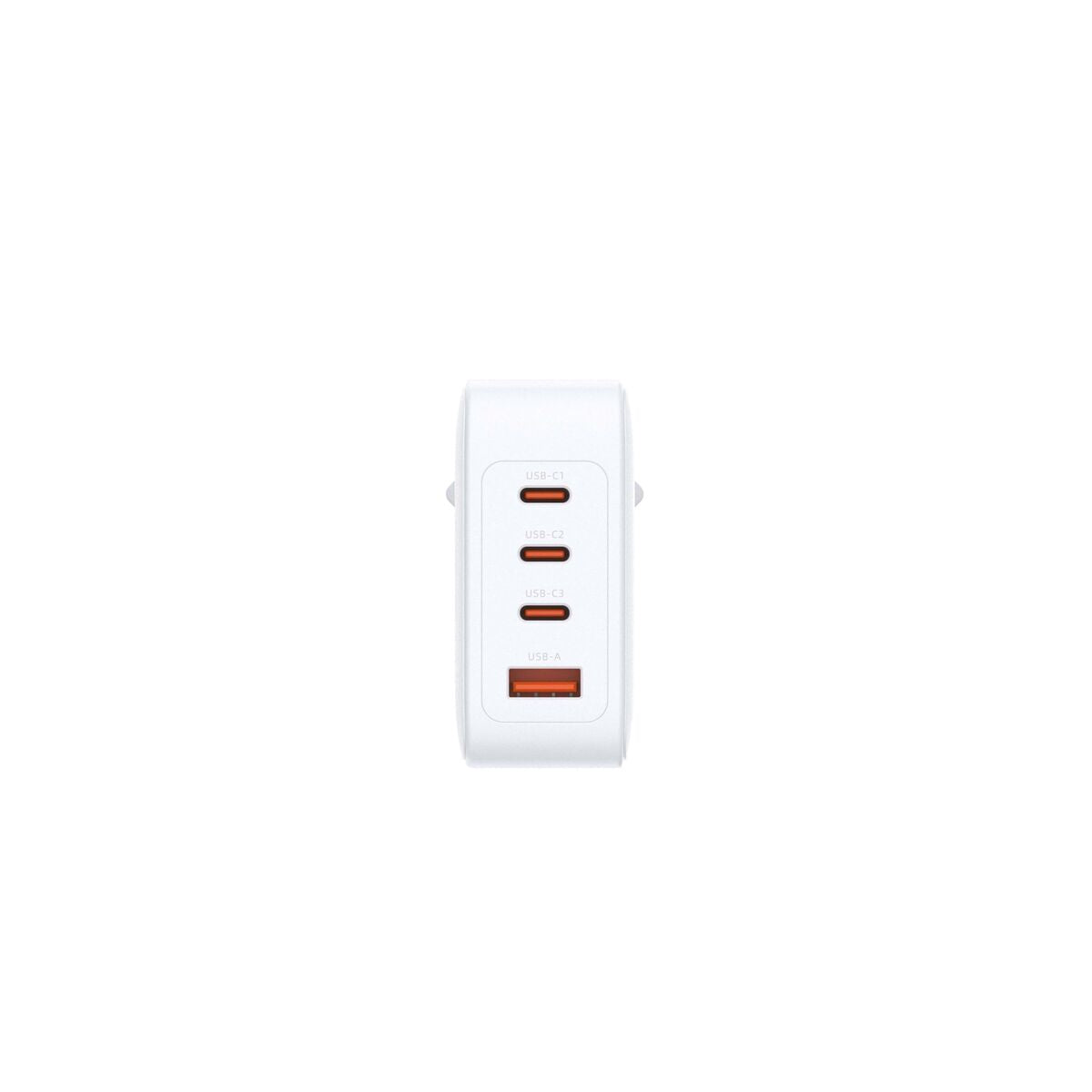 Detailweergave van de D-Link DCF-141/E powerbank met drie USB-poorten in wit.