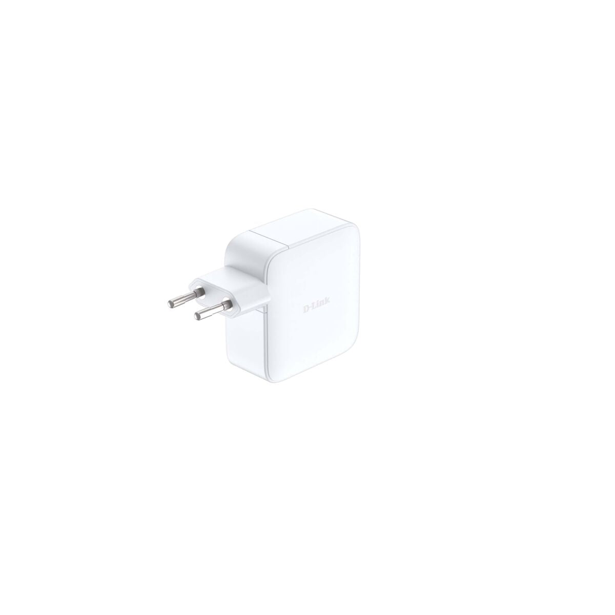 Zijaanzicht van de D-Link DCF-141/E witte powerbank met stekker.