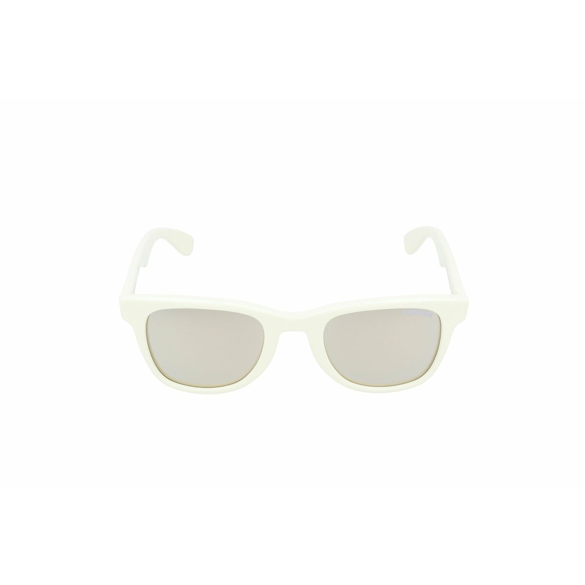 Detail van de witte Carrera CARRERA 6000 zonnebril met grijze glazen, frontaanzicht.