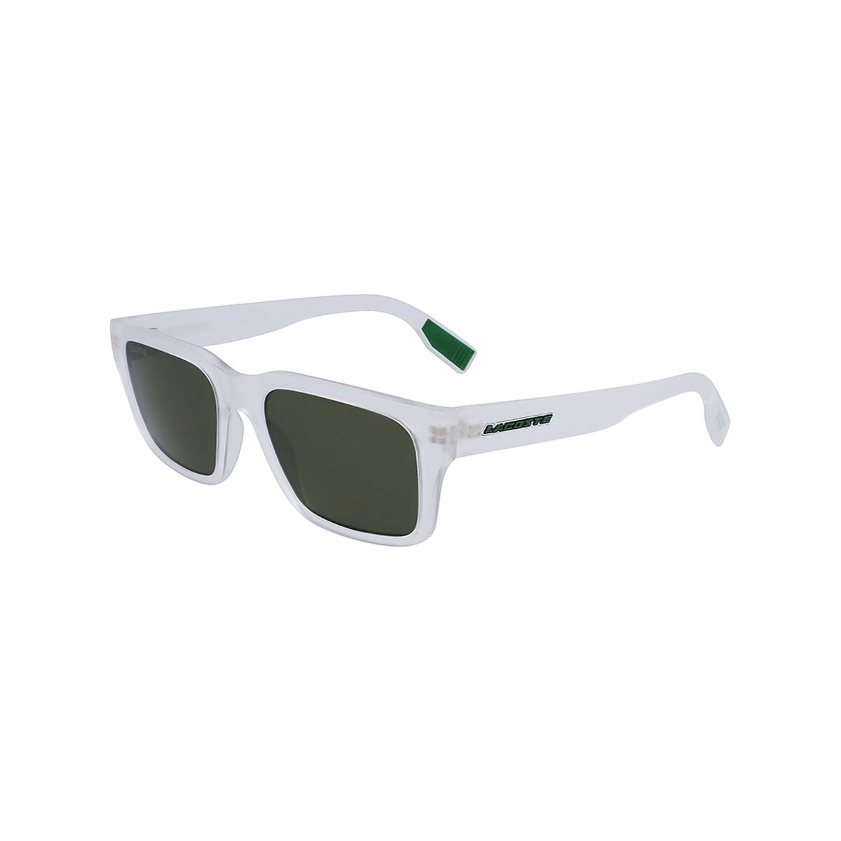 Lacoste zonnebril heren in modern design met UV400 bescherming en groen glazen.