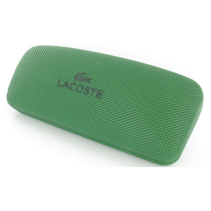 Groene hardcase van Lacoste met logo, perfect voor het opbergen van zonnebrillen.