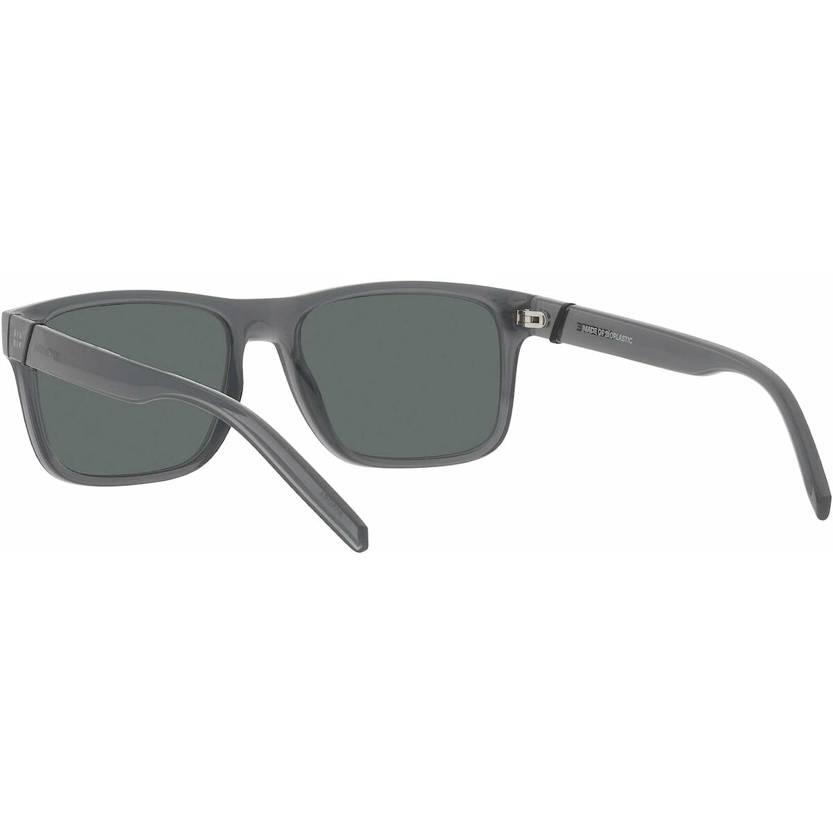 Detail van de Arnette BANDRA zonnebril in multicolour met grijze glazen en zijaanzicht.