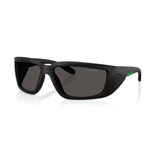 Zwarte Arnette zonnebril AN4355 met UV400 bescherming, zijaanzicht.