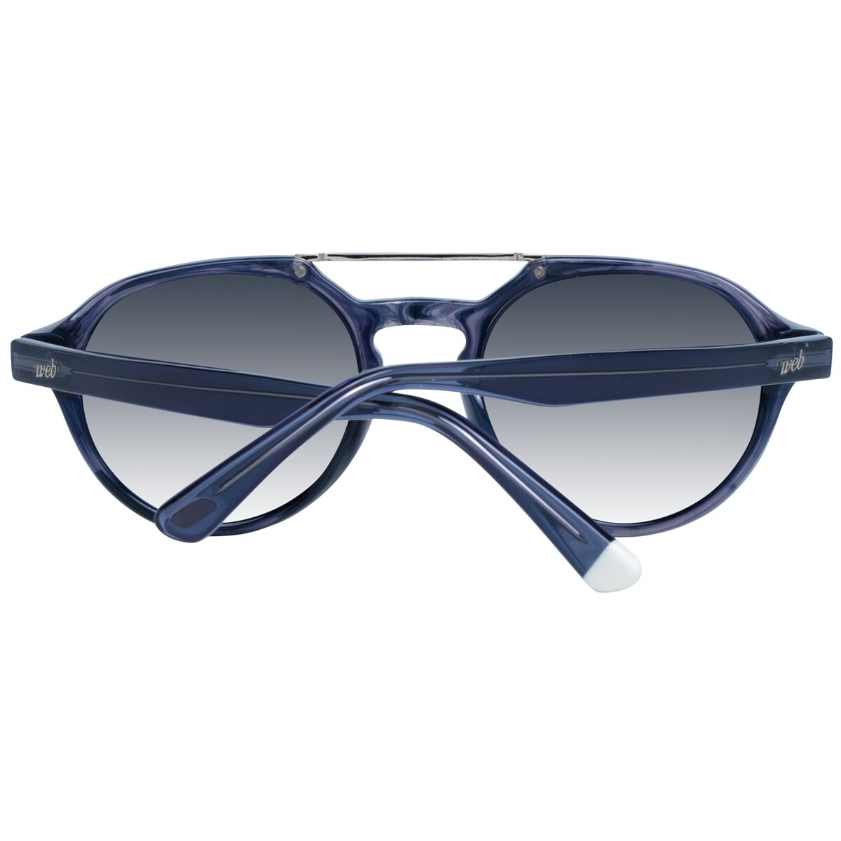 Detail van de multicolour Web Eyewear zonnebril heren, zijaanzicht met gradiënt glazen.