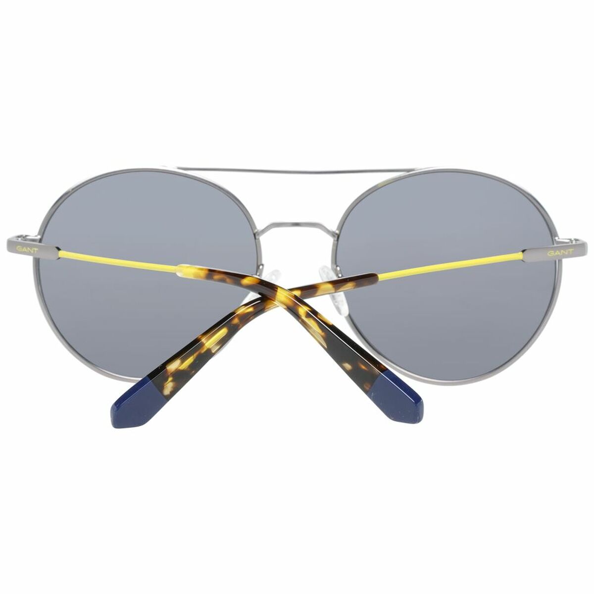 Detail van de Gant zonnebril Heren GA7117 met multicolour pootjes en grijze glazen.