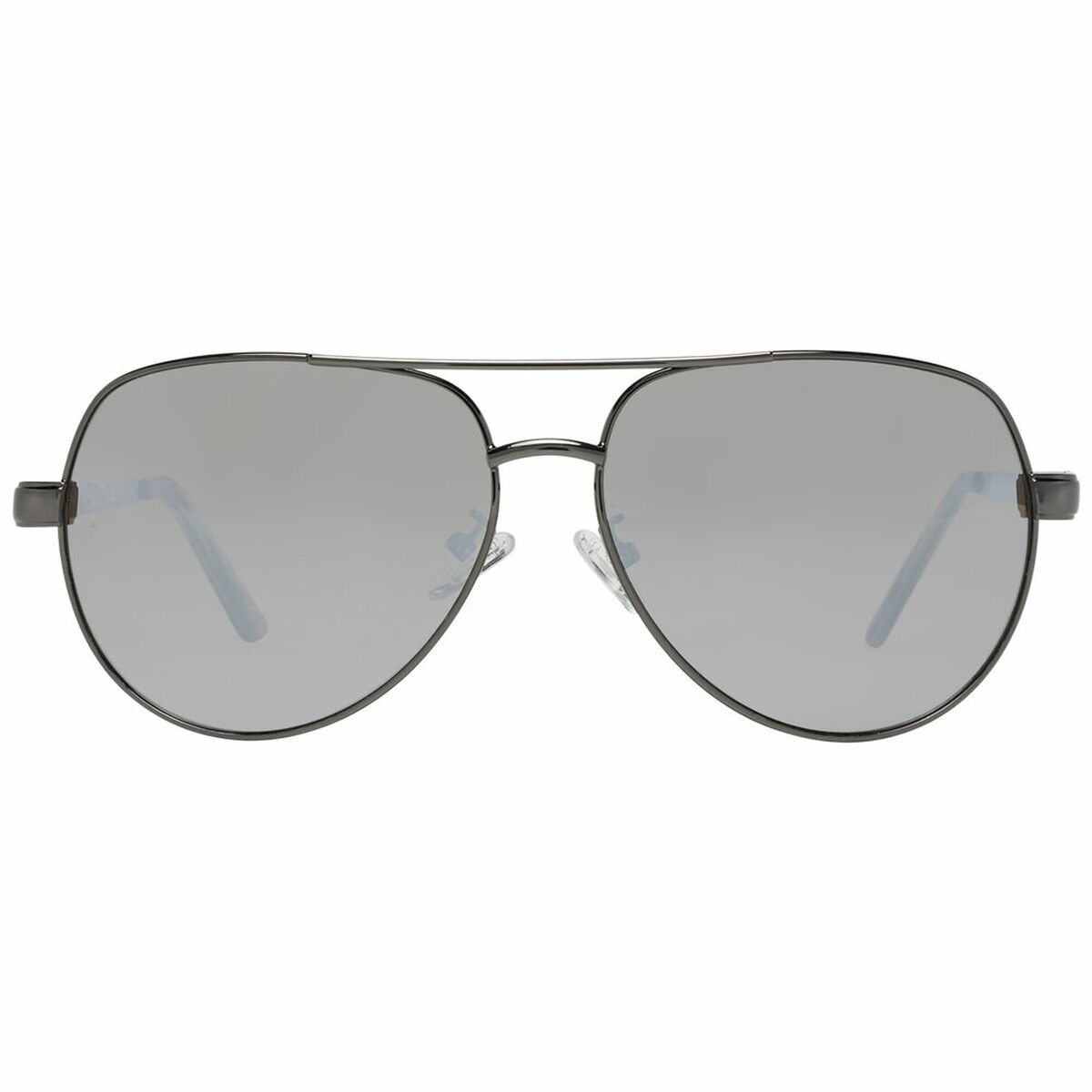 Detail van de Guess zonnebril Heren GF0215 met grijze glazen en metalen montuur.