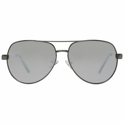 Detail van de Guess zonnebril Heren GF0215 met grijze glazen en metalen montuur.