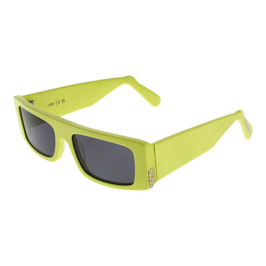 GCDS zonnebril in felgroen met donkere glazen, perfect voor festivals.