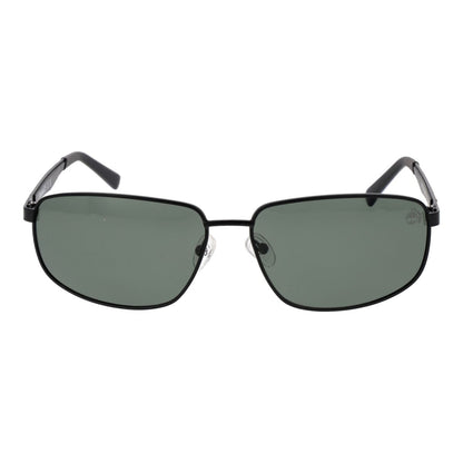 Zijaanzicht van de Timberland zonnebril TB9300 6202R met groene lenzen en zwart montuur.