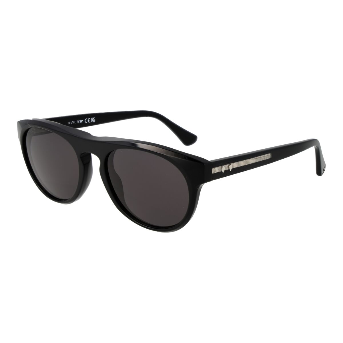Zwarte Web Eyewear zonnebril voor heren met UV-bescherming en elegant ontwerp.
