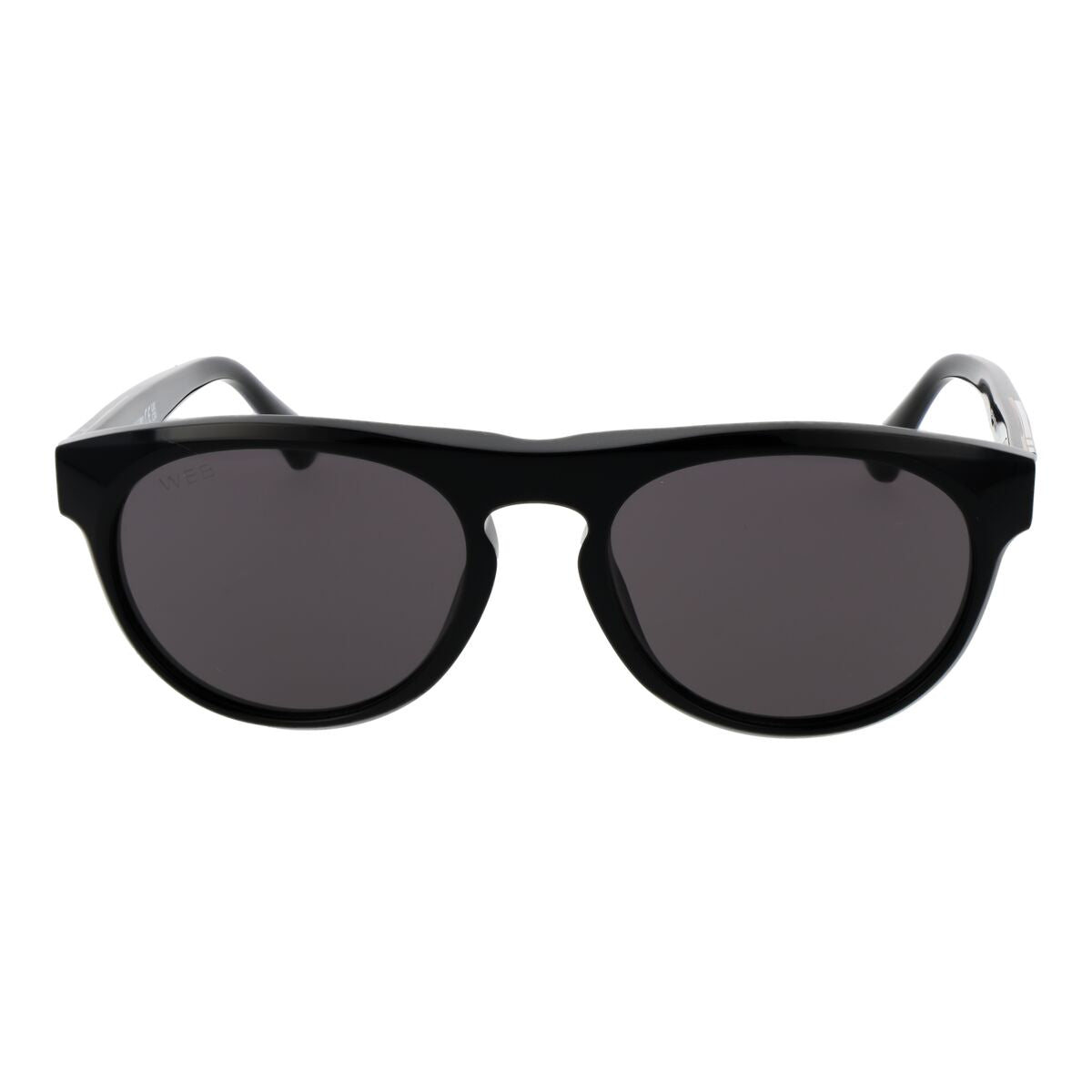 Zijaanzicht van de zwarte Web Eyewear zonnebril met UV-bescherming.
