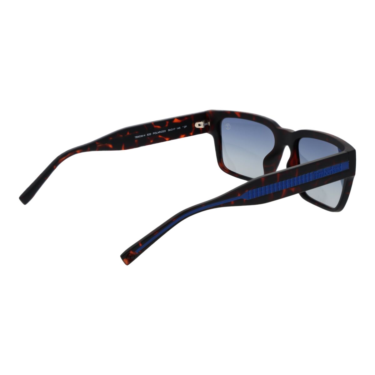 Detail van de Timberland zonnebril TB9336-H met multicolour frame en zijaanzicht.