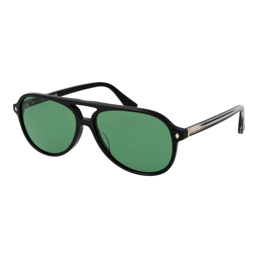 Zwarte Web Eyewear zonnebril voor heren met groene glazen, elegant ontwerp.