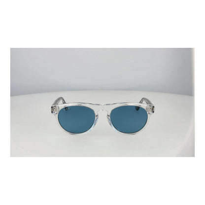 Transparante Web Eyewear zonnebril met blauwe glazen, frontaal zicht.