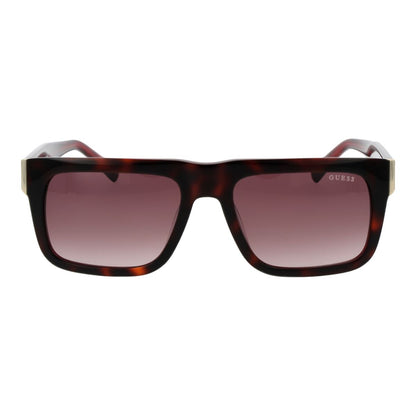 Rechthoekige Guess zonnebril voor heren in bruin met een gradient lens.