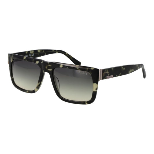 Rechthoekige Guess zonnebril voor heren in zwart-wit tortoise met gradient lenzen.