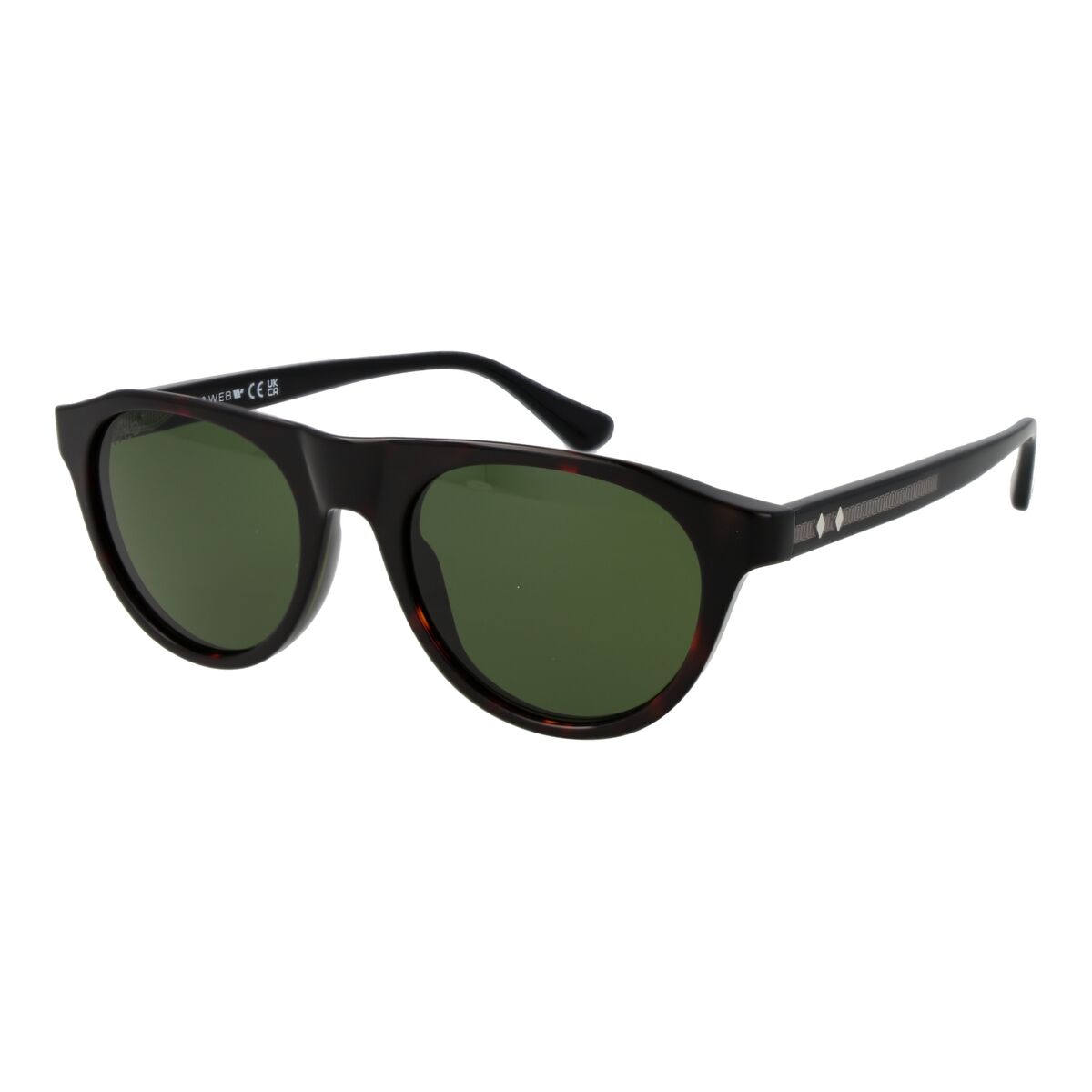 Stijlvolle Web Eyewear zonnebril voor heren met groene glazen en zwart montuur.
