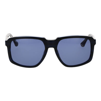Zijaanzicht van de Web Eyewear zonnebril voor heren met blauw glas en modern ontwerp.